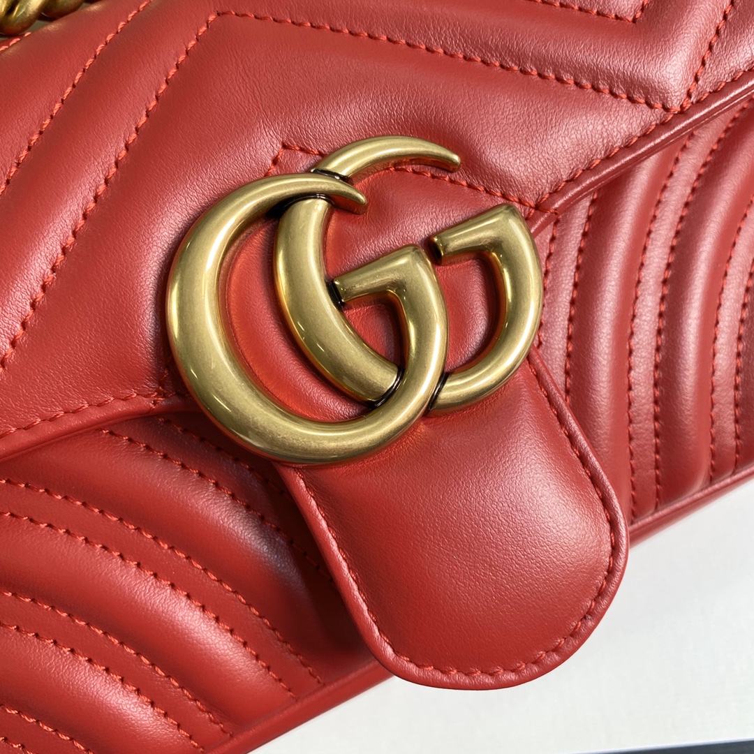 Gucci GG Marmont Matelasse Mini Shoulder Bag 446744 Red